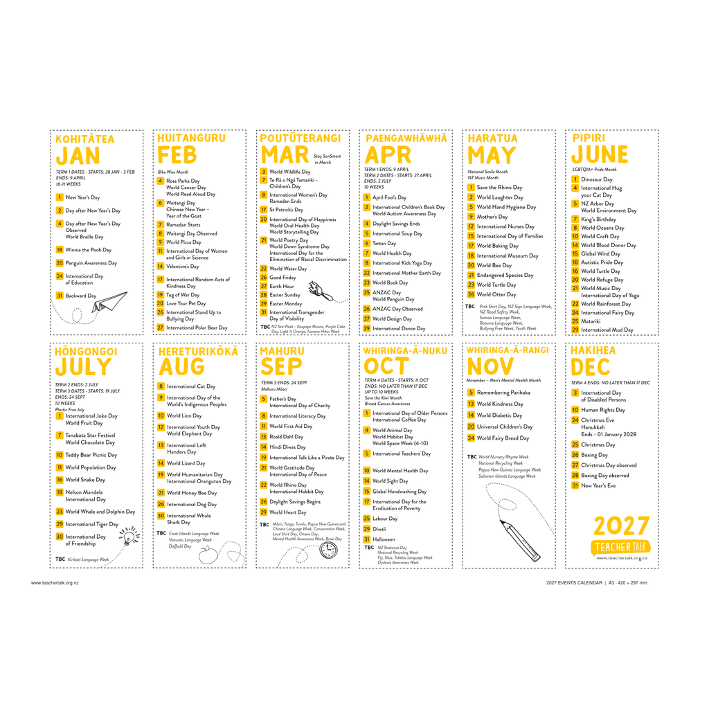 2027 calendar of Events Printable - Download
