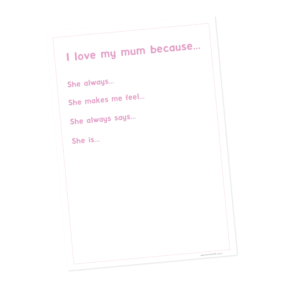I Love my Mum because.......... Prompt - Download
