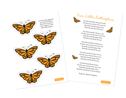 5 Little Butterflies - Song With Props - Download