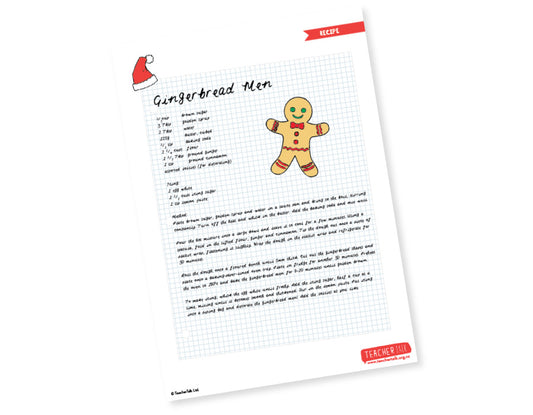 Gingerbread Recipe Freebie - A4 Download