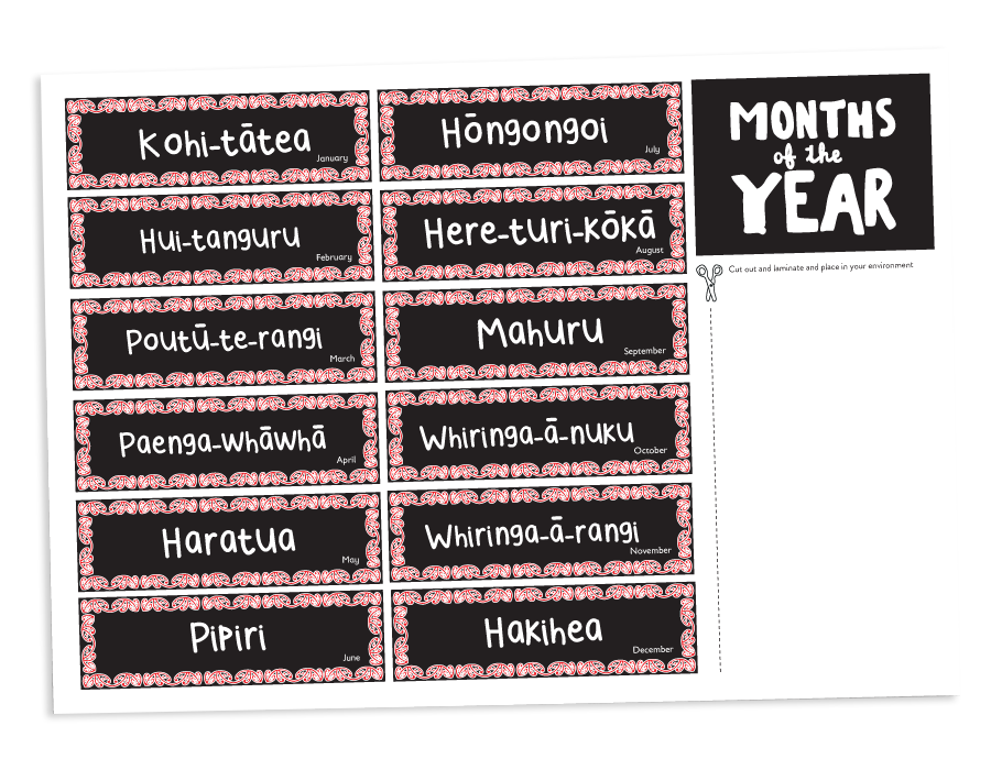 Months of the Year - Te Reo Māori - download