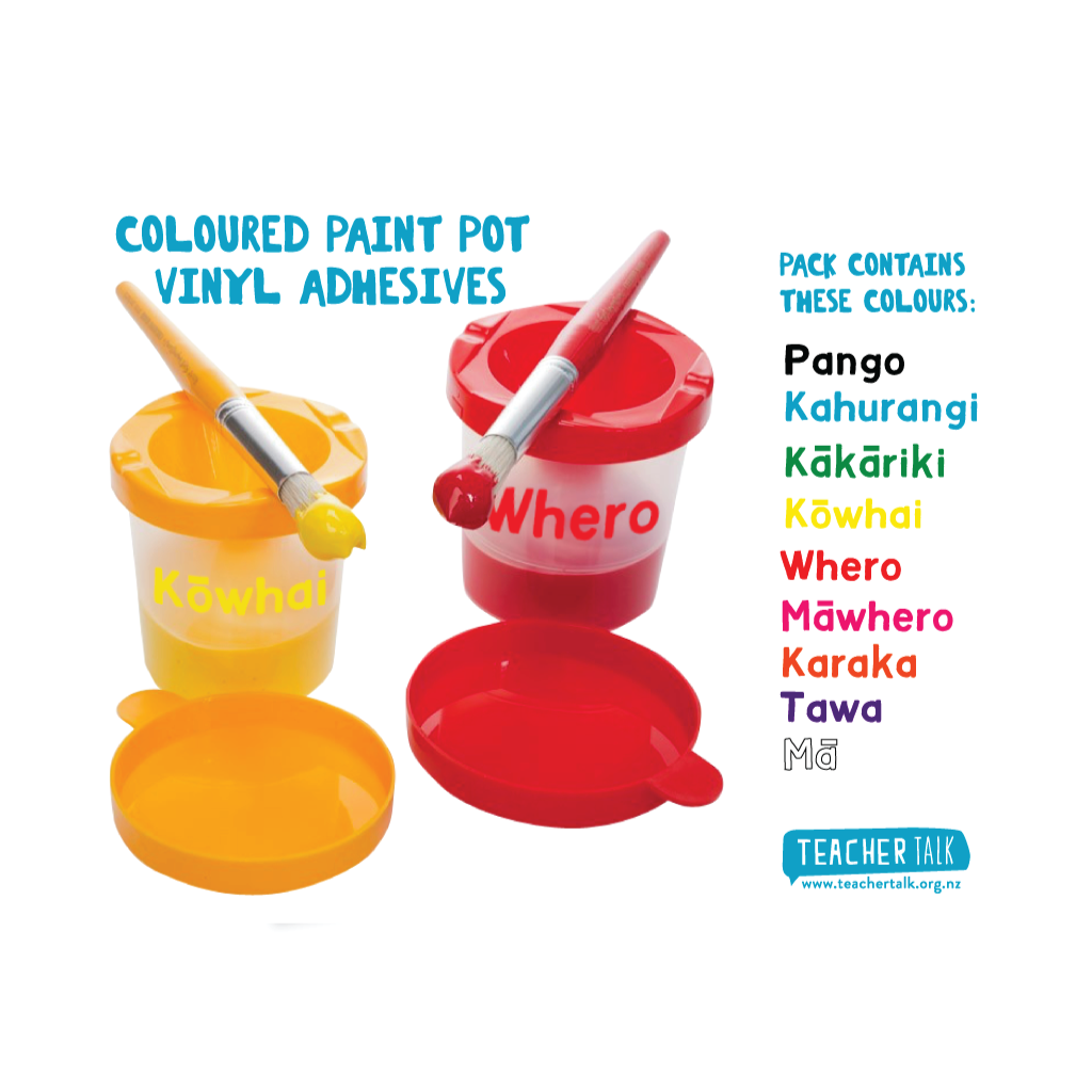 Te reo Māori Paint Pot Vinyl Labels