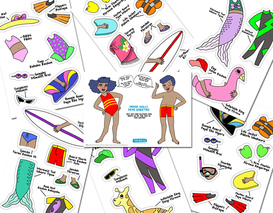 Te Reo Water Wear Paper Dolls - Download