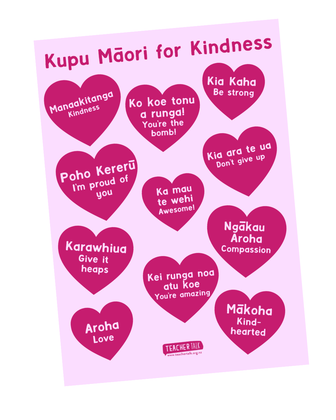 Kupu Māori A3 Poster Download - Kindness