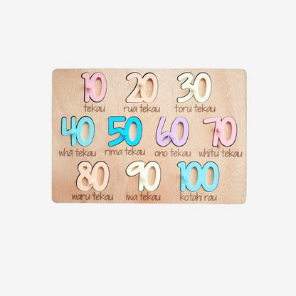 Puzzle - Numbers 10-100 in Māori -Pastels