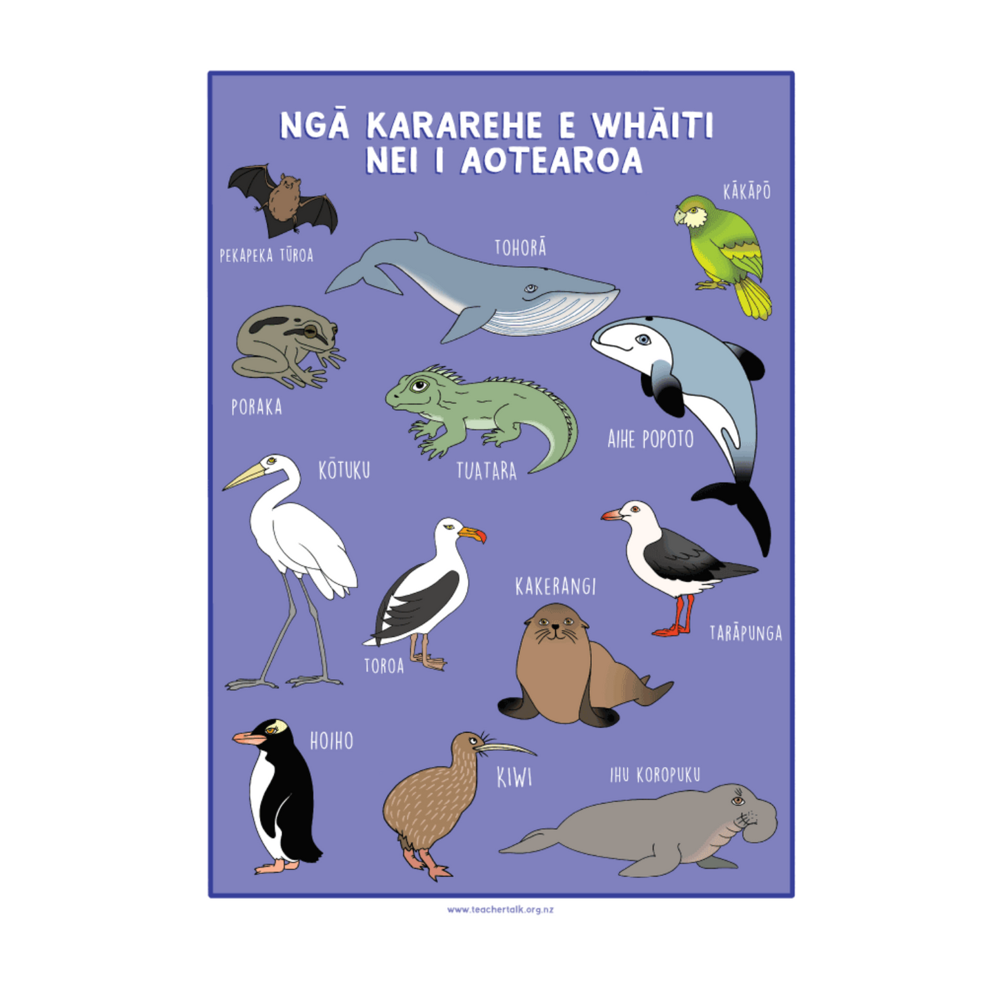 NZ Endangered Species Poster Download - A3 - Te reo Māori