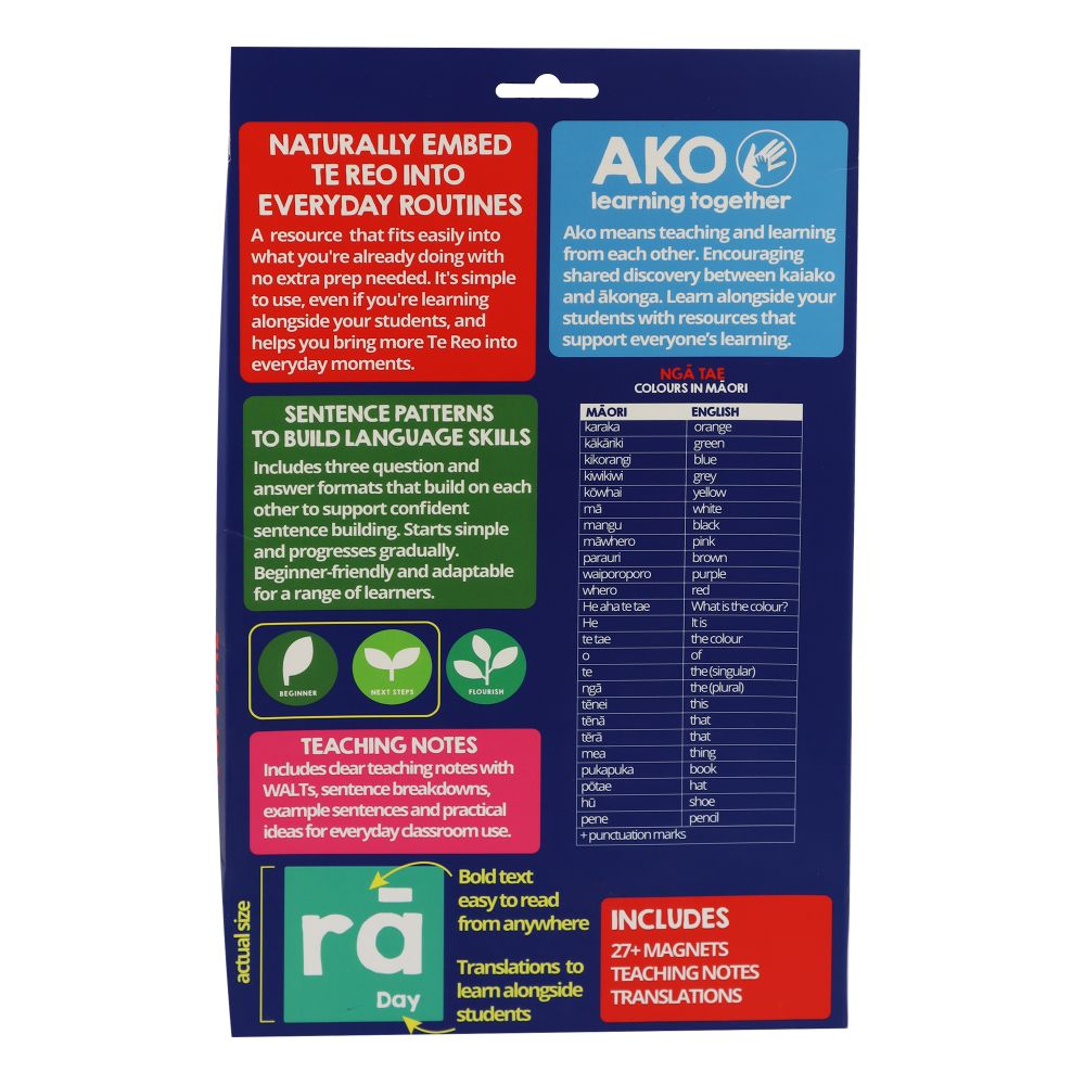 Magnetic Colours in Te Reo Māori 27+pcs