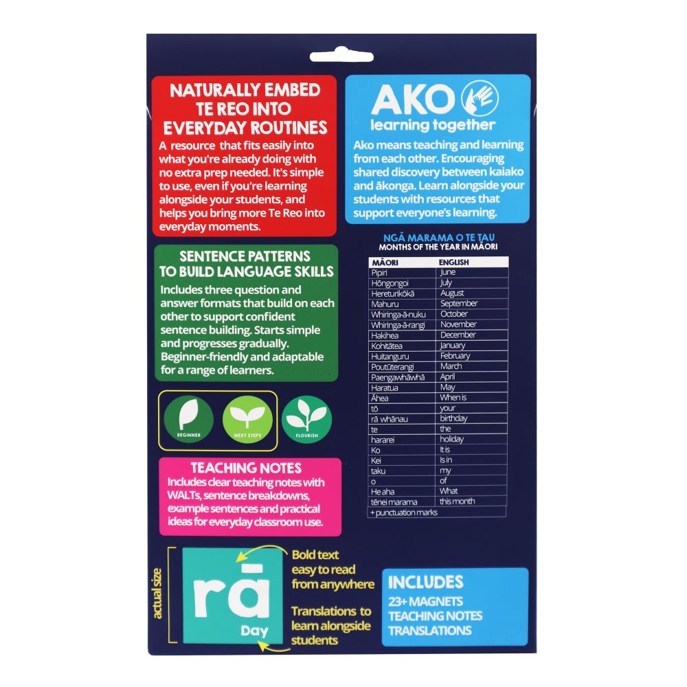 Magnetic Months in Te Reo Māori 23+pcs
