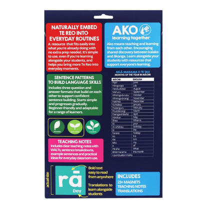 Magnetic Months in Te Reo Māori 23+pcs