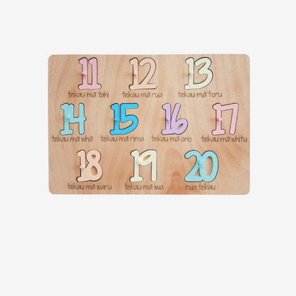 Puzzle - Numbers 11 - 20 in Māori - Pastels