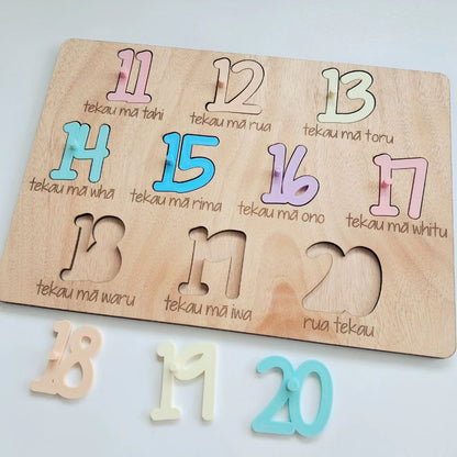 Puzzle - Numbers 11 - 20 in Māori - Pastels