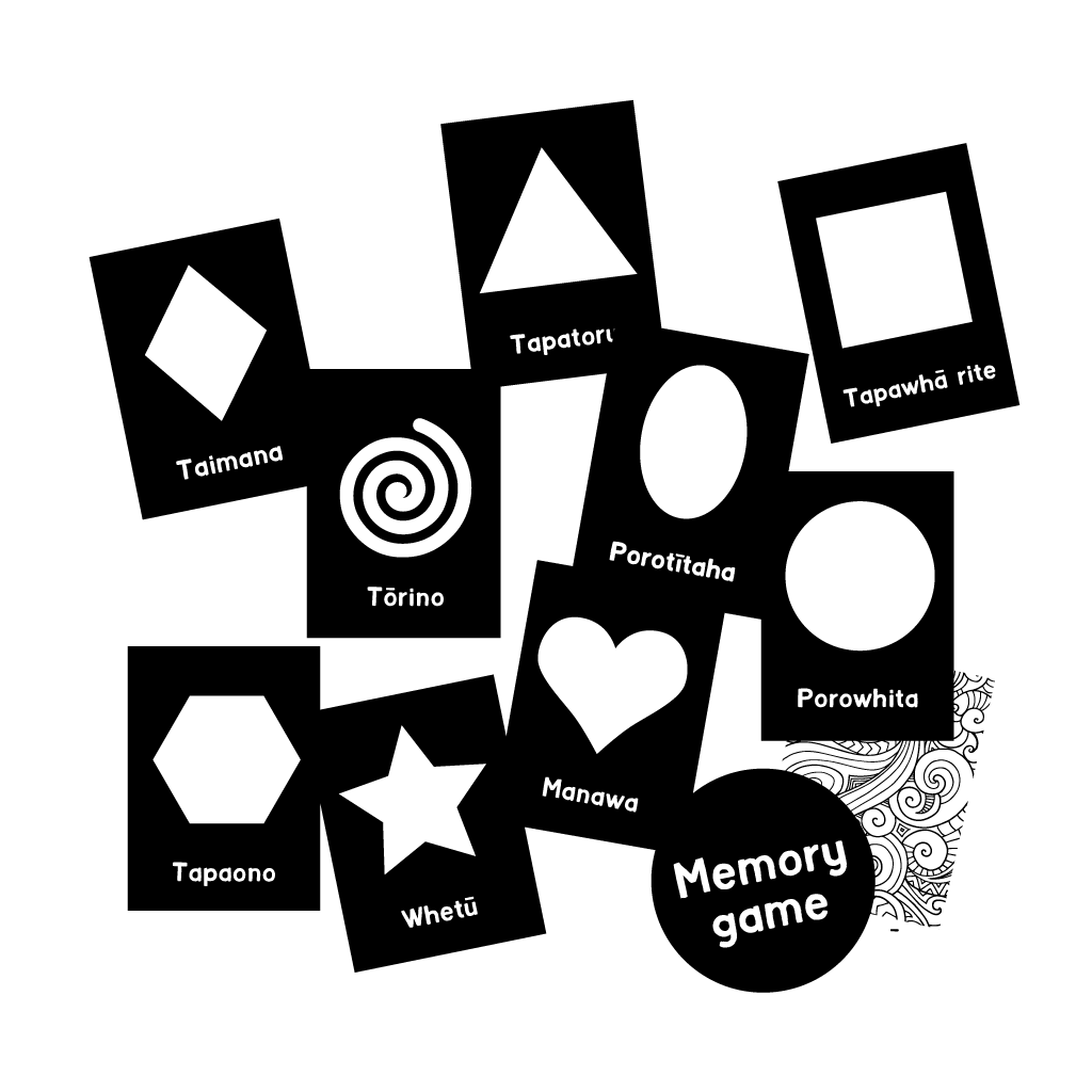 Ngā Ahua-Black and White Shapes memory game