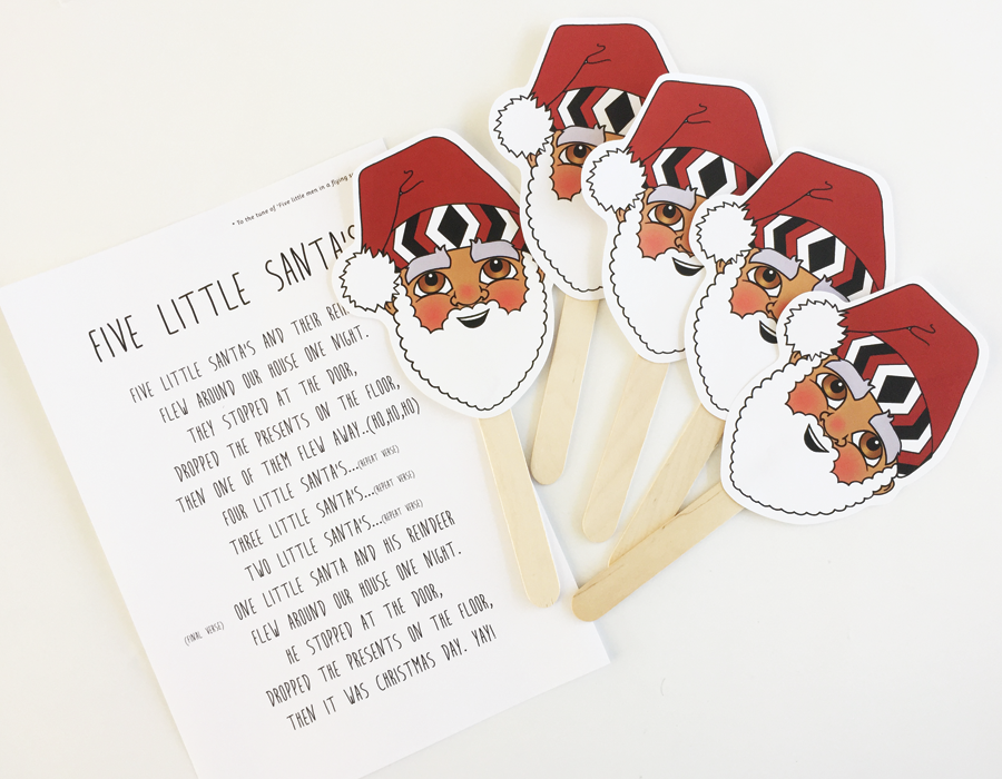 5 Little Santa's Sing-a-long with props