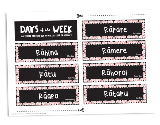 Days of the Week - Te Reo Māori - Download