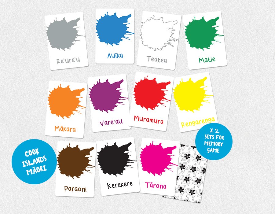 Cook Islands Maori Colours Flash Cards
