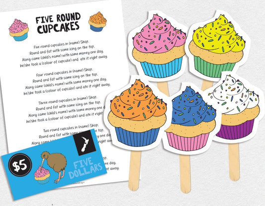 Five Round Cupcakes