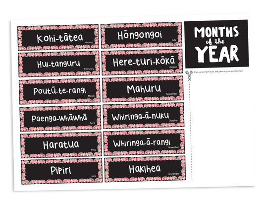 Months of the Year - Te Reo Māori