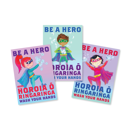 Wash Your Hands Be a Hero! - A3 Poster Pack Download